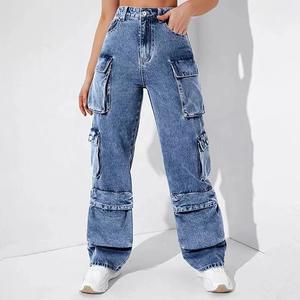 <span class=keywords><strong>Abbigliamento</strong></span> da <span class=keywords><strong>donna</strong></span> in <span class=keywords><strong>Denim</strong></span> da <span class=keywords><strong>donna</strong></span> pantaloni Cargo di personalità di stile nuovo stile da <span class=keywords><strong>donna</strong></span> Jeans a vita alta da <span class=keywords><strong>donna</strong></span> Jeans a gamba larga - Product Image 1