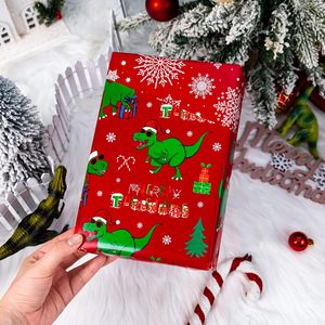 Dinosaur Christmas Wrapping Paper Roll 17 Inch X 33 Feet Double Side Reversible Gift Wrap For Kids Holiday Crafting - Product Image 5