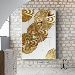 <span class=keywords><strong>Peinture</strong></span> acrylique moderne sur toile, texture lourde, <span class=keywords><strong>cercle</strong></span> en feuille d'or en relief 3D abstrait, 100% faite à la main, décoration murale, vente chaude - Product Image 2