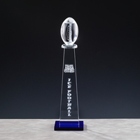 Trophée de football en verre transparent personnalisé, nouveau modèle Crystal MVP, pour les champions des ligues de football américain