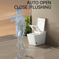 WC intelligent en céramique avec siège chauffant, télécommande, drainage S-trap, double chasse, veilleuse, chasse automatique, lavage arrière, pour installation au sol