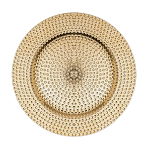 Placa de cargador de Metal de diseño martillado chapado en oro, servicio de cena, servidor de comida de Catering con borde de diseñador para decoración de bodas - Product Image 4