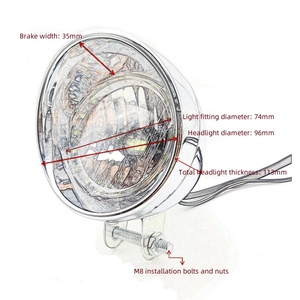 Faro Delantero para Motocicleta, Foco LED para Moto, Faro Retro con Luz Alta y Baja, Apto para Harley - Product Image 6