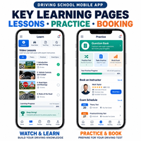 Développement d'applications de formation à la conduite pour écoles de conduite fiables pour iOS et Android avec leçons vidéo, banque de questions et réservation d'instructeurs