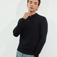 Vente en gros de pull en tricot de laine pour hommes personnalisés, col polo, bouton style décontracté 100% pull en tricot de laine