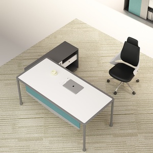 Modern Luxury Executive L-Shaped <b>Office</b> Desk Wooden <b>Table</b> With Iron Material for Home School or Hospital <b>Office</b> Furniture - Product Image 2