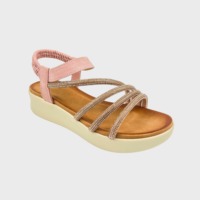 Sandales compensées d'été pour femmes, à plateforme basse, bout rond ouvert, avec strass et bride élastique, à enfiler, chaussures compensées épaisses, vente en gros