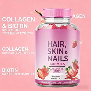 Vitaminas en Gomitas para Cabello, Piel y Uñas, Vitaminas C y E, Suplementos <span class=keywords><strong>de</strong></span> Belleza y Salud, Refuerzo del Sistema Inmunitario, Energía, Prebióticos Herbales Dietéticos - Product Image 3