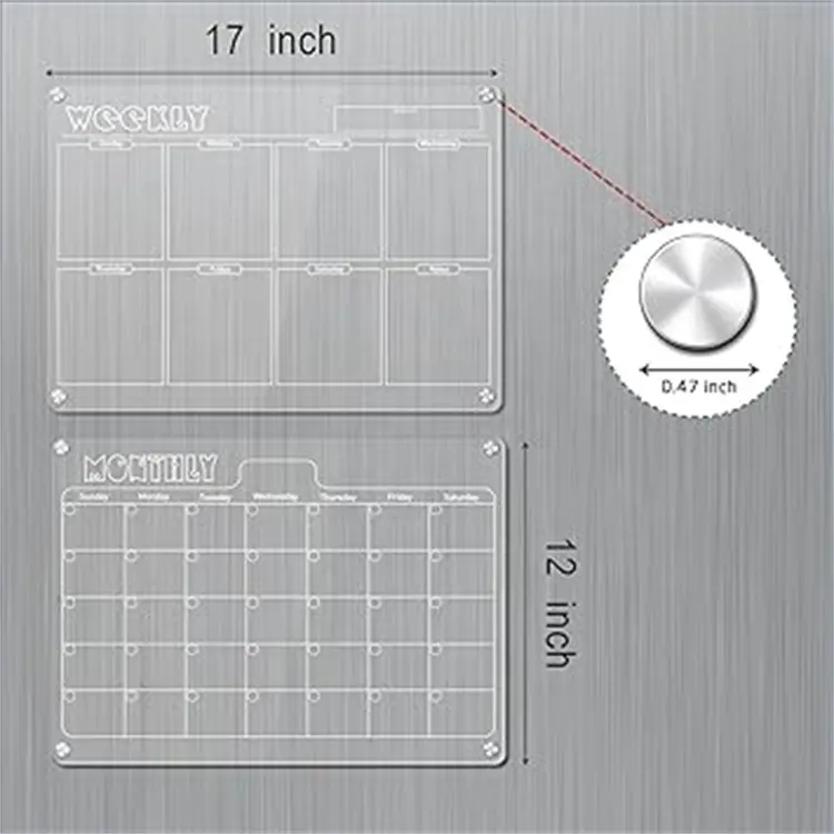 ของขวัญสร้างสรรค์แม่เหล็กดูดอะคริลิค 2 ชิ้นชุดแผนรายสัปดาห์รายเดือนส่ง 6 เครื่องหมายสําหรับโฮมออฟฟิศ