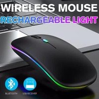 Mouse Inalámbrico Recargable por USB Bluetooth RGB Silencioso Ultrafino Delgado Ergonómico con Retroiluminación para Laptop PC Tablet