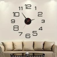 Jam dinding besar desain Modern 2024, jam dinding besar 3D DIY kuarsa jam tangan mode stiker cermin akrilik ruang tamu dekorasi rumah Horloge