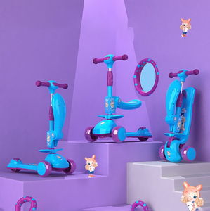 Trottinette pliable légère et moderne à trois roues avec siège pour enfants, pour utilisation en extérieur, jeu en plein air, trottinette sportive - Product Image 1