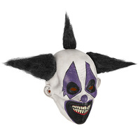 Masque d'Halloween 2026 en latex, tête de clown souriant et grommelant, rechargeable, pour bar, danse, costume, Noël, anniversaire, Pâques