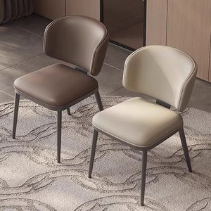 Modern Minimalist Leather Dining Chair With <b>Backrest</b> For Living Room And Dining Space Adult Use - Product Image 4