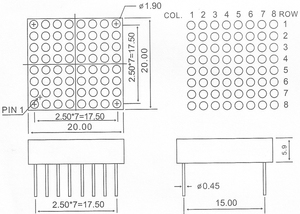 Chất Lượng Cao 1.9Mm Pitch Kích Thước Nhỏ 8X8 RED Led Matrix Hiển Thị Cathode Chung/Anode Chung - Product Image 4
