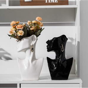 Faccia laterale in bianco e nero di grandi dimensioni <span class=keywords><strong>con</strong></span> orecchini <span class=keywords><strong>vaso</strong></span> in ceramica artistica vetrina in stile nordico di moda - Product Image 2