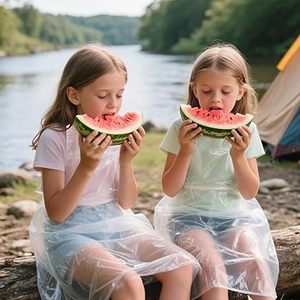 Huamaohengchun 50-Piece Disposable Eco-Friendly <b>Biodegradable</b> Kids Plastic Aprons Waterproof Oil-Resistant for Painting Cooking - Product Image 3