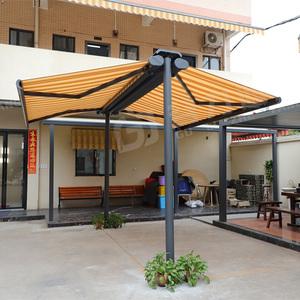 Di động ngoài trời nhôm thương mại đôi bên đầy đủ hộp Cassette mái hiên điều khiển từ xa bướm bóng râm tán cho vườn - Product Image 5