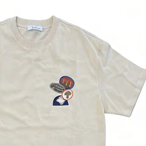 Oversized Light Beige Cotton T-Shirt - Creative Cartoon Graphic Print Casual Fashion Style Top - Product Image 3