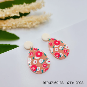 Pendientes con diseño floral en forma de lágrima, diseño rosa, rojo y blanco, juego de 12 piezas, joyería llamativa para mujer - Product Image 3