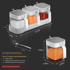 Rõ ràng Glass gia vị hộp đựng Chậu 8 oz gia vị Jar gia vị <span class=keywords><strong>container</strong></span> với 304 thép không gỉ có nắp đậy và thìa gia vị lọ - Product Image 5