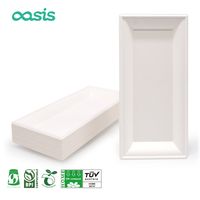 Assiettes en papier jetables écologiques Oasis, nouveau design, biodégradables, en bagasse, imperméables, résistantes à la graisse, sans BPA, 200°C, pour mariages