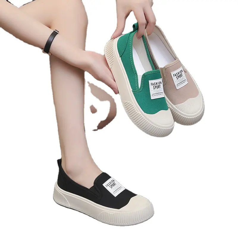 흰색 신발 새로운 가을 통기성 검은 비스킷 캔버스 신발 여성 신발 다목적 운동화
