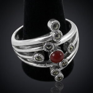 Bague délicate en argent sterling 925 massif, sertie pavé, onyx rouge taille ovale brillant, idéale pour mariages, fêtes, bijoux en gros - Product Image 3