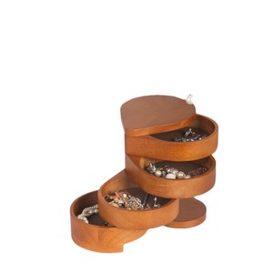 Wooden Jewelry Box Multi Layer Oval Portable <b>Storage</b> For <b>Rings</b> Bracelets Necklaces - Product Image 5