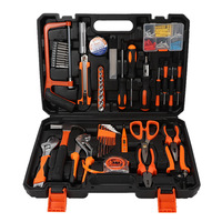 Kit d'outils en acier au carbone avec clé à molette, tournevis, règle droite, emballé dans un étui de rangement rigide