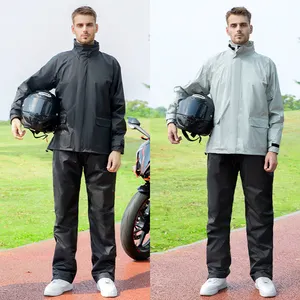 Portable motorcycle bike raincoat rainsuit reflective Nylon silk spinning rain coat for men