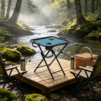 Table de camping extérieure moderne pliable, légère, durable, avec plateau en fer, hauteur réglable et imperméable – Prix de gros