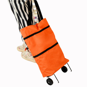 Portable Lightweight Wheeled Delivery <b>Trolley</b> <b>Foldable</b> Single-Tier Grocery Shopping Cart with Storage Bag Small Trailer - Product Image 6