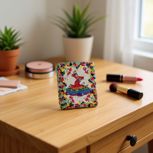 กระจกพกพาทรงสี่เหลี่ยมสไตล์สเปน 8.6x6.2 ซม. พร้อมดีไซน์โมเสคสีสันสดใสสำหรับแต่งหน้าและใช้สำหรับการเดินทาง - Product Image 3