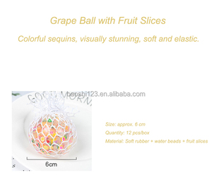 6cm Mesh Squish <b>Ball</b> Novelty Fruit Slice Color Bead Grape <b>Ball</b> <b>Squeeze</b> Water <b>Ball</b> Stress Relief Hand Vent Toy for Kids Adults - Product Image 4