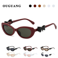 Kacamata Retro Cat-Eye dengan Hiasan Pita Bingkai Penuh Perlindungan UV400 untuk Gaya Jalanan Wanita.