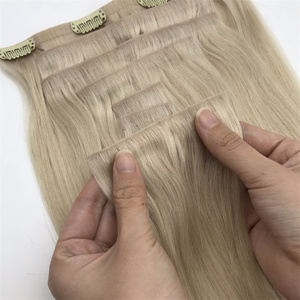 批发真正的人头马俄罗斯头发延伸双拉隐形夹无缝集成 - Product Image 2