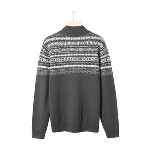 <b>Men's</b> <b>Sweaters</b> Custom Jacquard Pullover Embroidery Pattern Woolen <b>Sweater</b> for <b>Men</b> <b>Quarter</b> <b>Zip</b> <b>Sweater</b> - Product Image 2