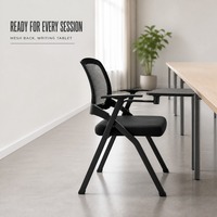 Chaise de formation pliable avec tablette d'écriture, dossier en maille, chaise de conférence avec accoudoir pour tablette pour salle de classe, séminaire, réunion