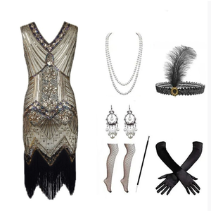 Ecoparty 드롭 배송 숙녀 1920s 포효 <span class=keywords><strong>20s</strong></span> 플래퍼 개츠비 의상 스팽글 멋진 의상 파티 원피스 - Product Image 1
