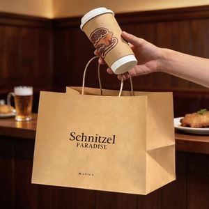 Eco-Friendly Recyclable Custom Printed Your Own Logo Restaurant Catering Schnitzel Takeaway Packaging Kraft Brown Paper <b>Bag</b> - Product Image 5