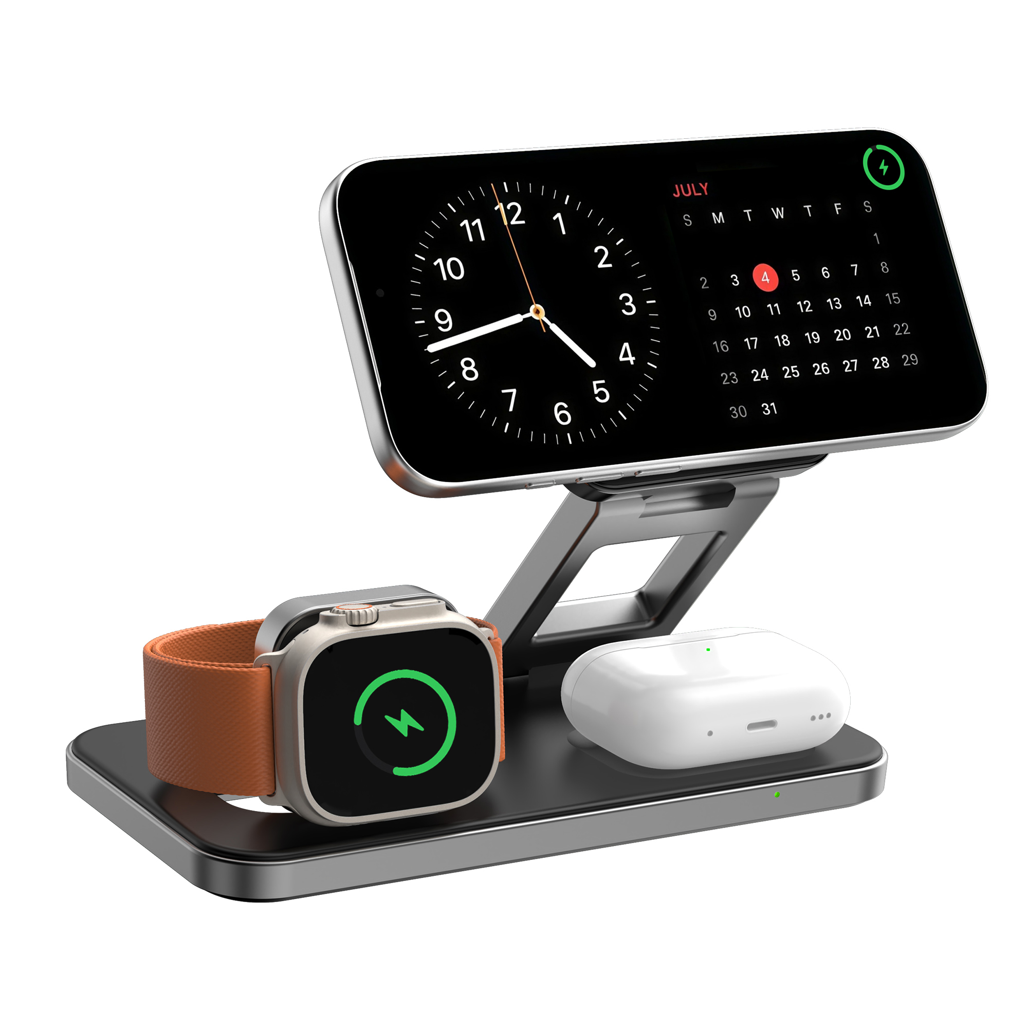 3 In 1 Foldable Desktop Magnetic Wireless Charger Fast Charging Station For Mobile Phone And Smart Watch And AirPods