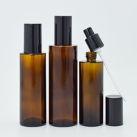 Bouchon noir Anti-UV flacon en verre ambré parfum huile essentielle bouchon en aluminium vaporisateur bouteille ronde longue et fine avec pompe à Lotion