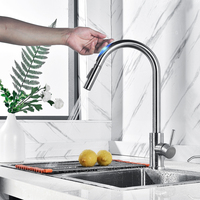 Robinet de cuisine noir mat à capteur tactile, mitigeur sensible au toucher, rotation à 360°, eau chaude et froide