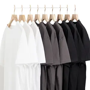 超大尺寸240gheavy纯色棉宽松圆领短雨夹衫时尚时尚品牌男士汗衫