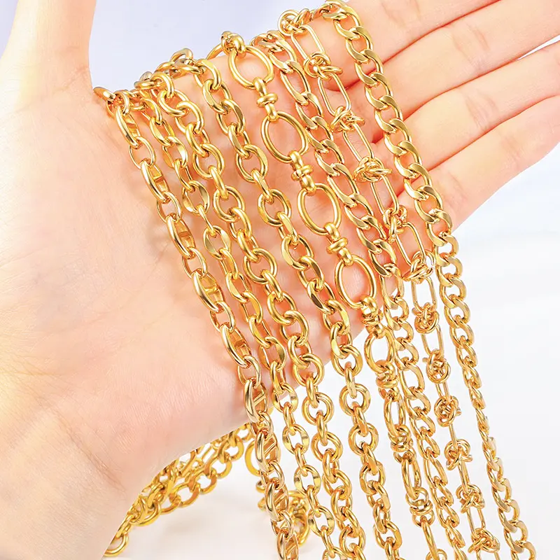 18K Gold Plated Stainless Steel Jewelry Chain DIY Metal Accessories for Necklaces   Bracelets Popular Component Jewelry Making