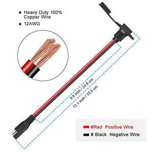 Cabo Conector SAE de 12V-24V à Prova de Intempéries com Porta Lateral SAE para Conector SAE de 2 Pinos com Tampa, Chicote de Fios para Conector de Montagem em Painel SAE - Product Image 4
