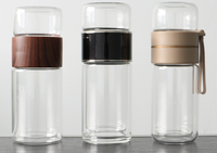 Offre Spéciale : Tasse en Verre Borosilicate en Forme de Canette avec Couvercle en Bambou et Paille en Verre, Logo Personnalisé, Idéale pour Jus, Café, Thé