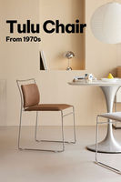 Chaise de salle à manger en acier inoxydable de style Bauhaus moderne du milieu du siècle, dossier rembourré, design minimaliste de luxe, pour la maison, le bureau, l'hôtel