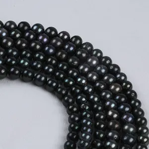 Natural Fashion 9-11mm A/AA Quality Tahitian Round Black Freshwater Pearl Strand